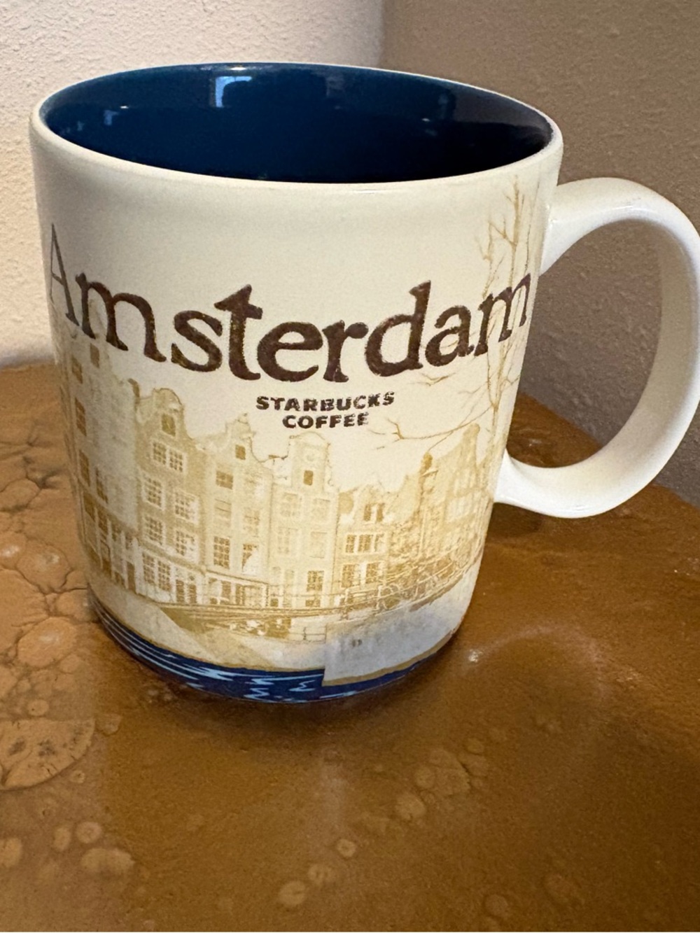 Starbucks Amsterdam Ceramic Mug - White & Blue Interior